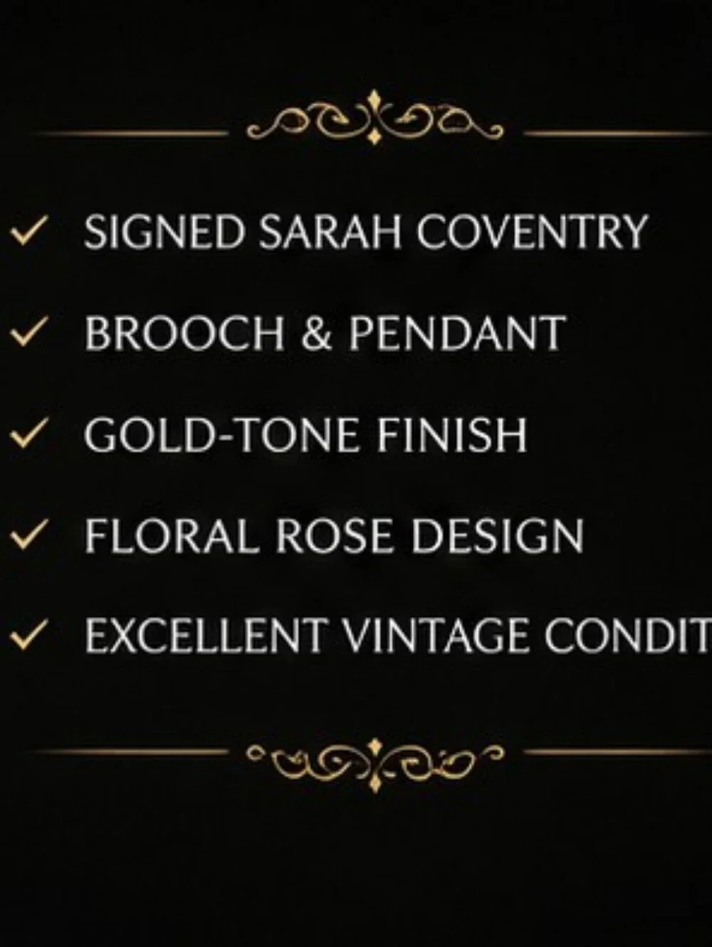 Vintage Sarah Coventry Rose Brooch Pendant Gold Tone Floral Convertible Signed